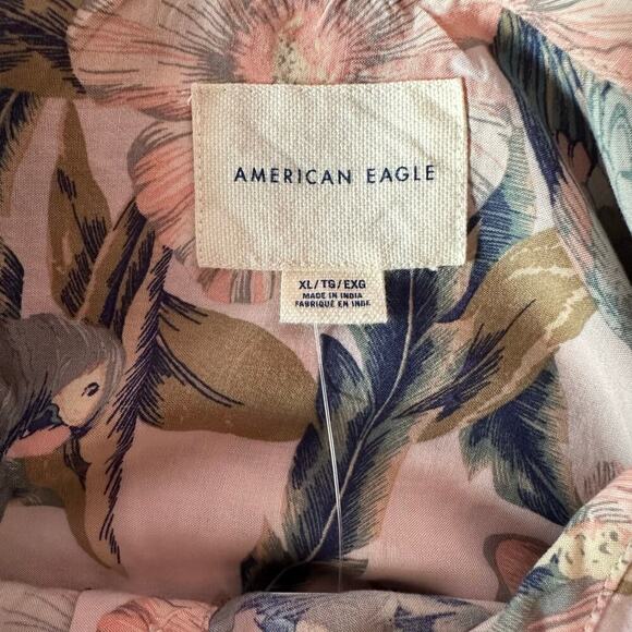NWT American Eagle Women’s Cropped Hawaiian Button-Down Shirt Size XL Tropical - Picture 6 of 9